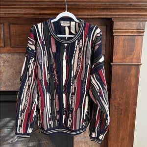 Vintage 3D knit multicolor oversized sweater Cotton Traders XL Cosby grandpa